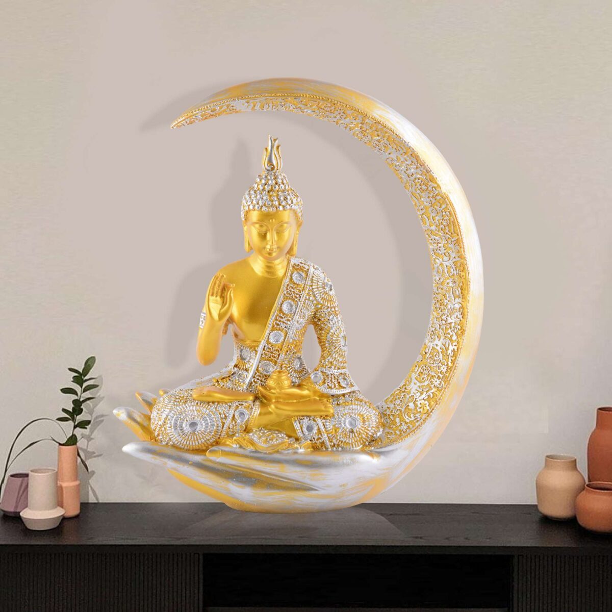 Buddha Idol Statue Showpiece Gift Gifting Item Polystone Home Decor Decoration