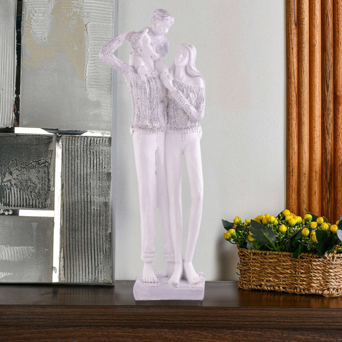 MOTHER and Father with Child complete faimily Love golden white Statue showpiece for Home Decor and Gifting